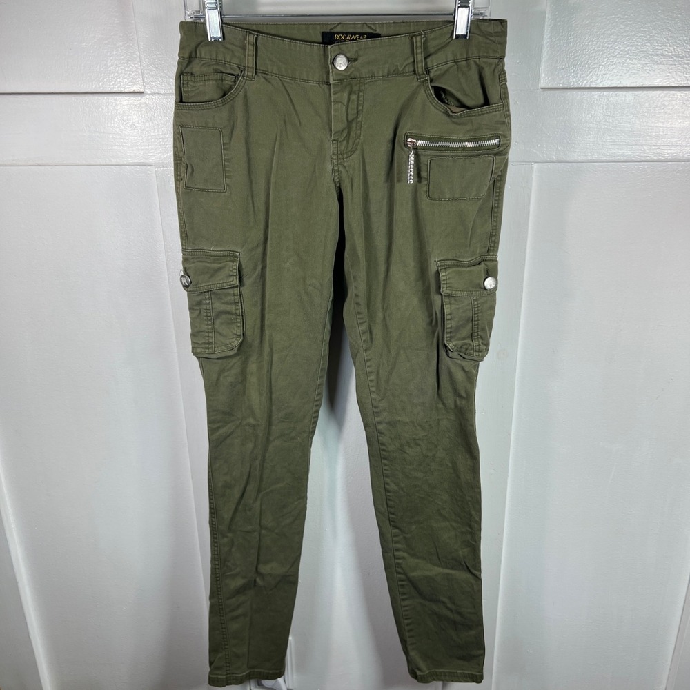 Rocawear Womens Size 5 Olive Green Cargo Pants Slim Tapered Utility Streetwear